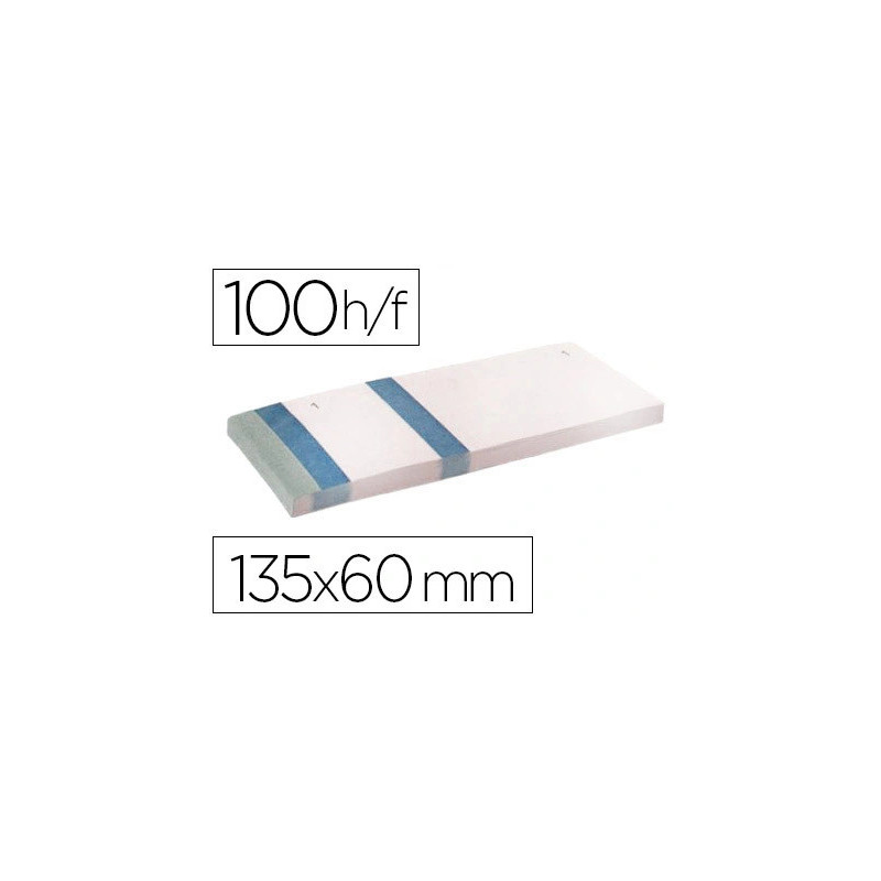 Bloc vendeur liderpapel 2 coupons détachables 100 feuilles 60x135mm papier blanc bande couleur coloris bleu