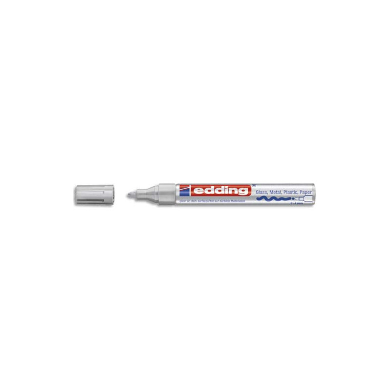 EDDING Marqueur peinture encre permanente laquée Argent pour toutes surfaces, pointe moyenne