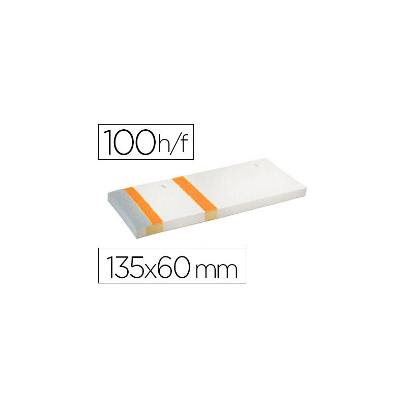 Bloc vendeur liderpapel 2 coupons détachables 100 feuilles 60x135mm papier blanc bande couleur coloris orange