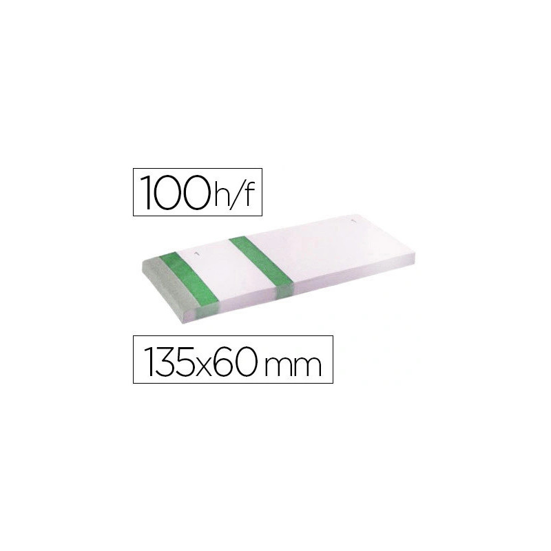 Bloc vendeur liderpapel 2 coupons détachables 100 feuilles 60x135mm papier blanc bande couleur coloris vert