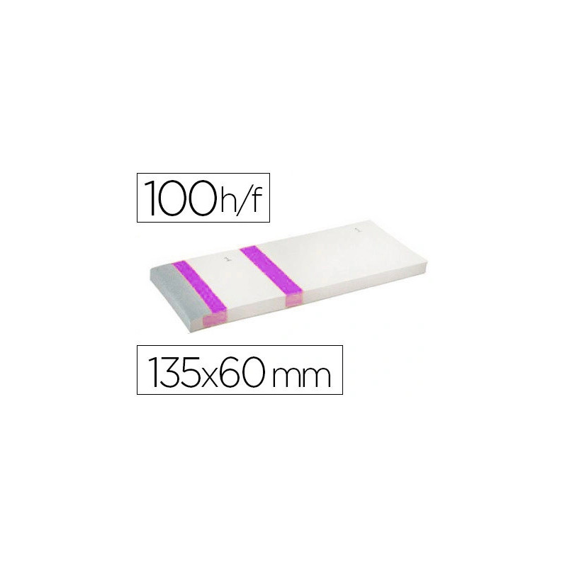 Bloc vendeur liderpapel 2 coupons détachables 100 feuilles 60x135mm papier blanc bande couleur coloris violet