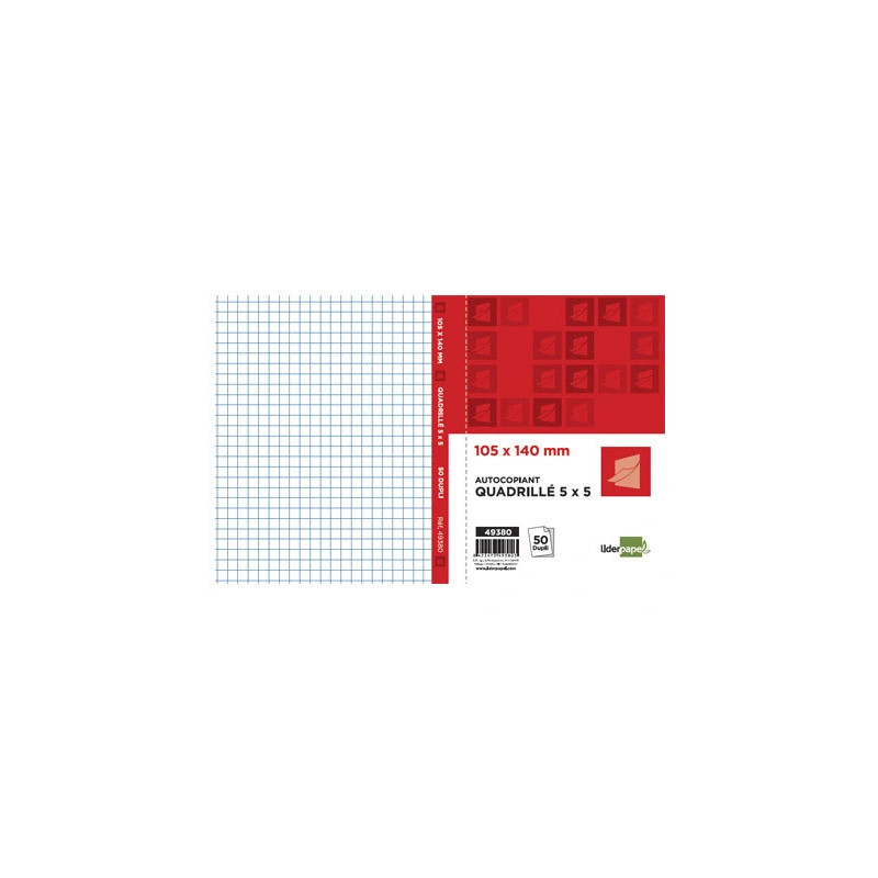 Manifold autocopiant liderpapel 105x140mm quadrillé 5x5 50 duplis