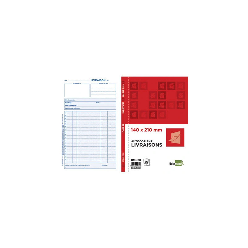 Manifold autocopiant liderpapel livraisons 140x210mm 50 duplis