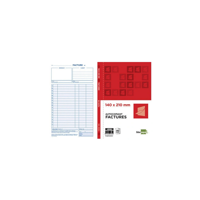 Manifold autocopiant liderpapel factures 140x210mm 50 duplis