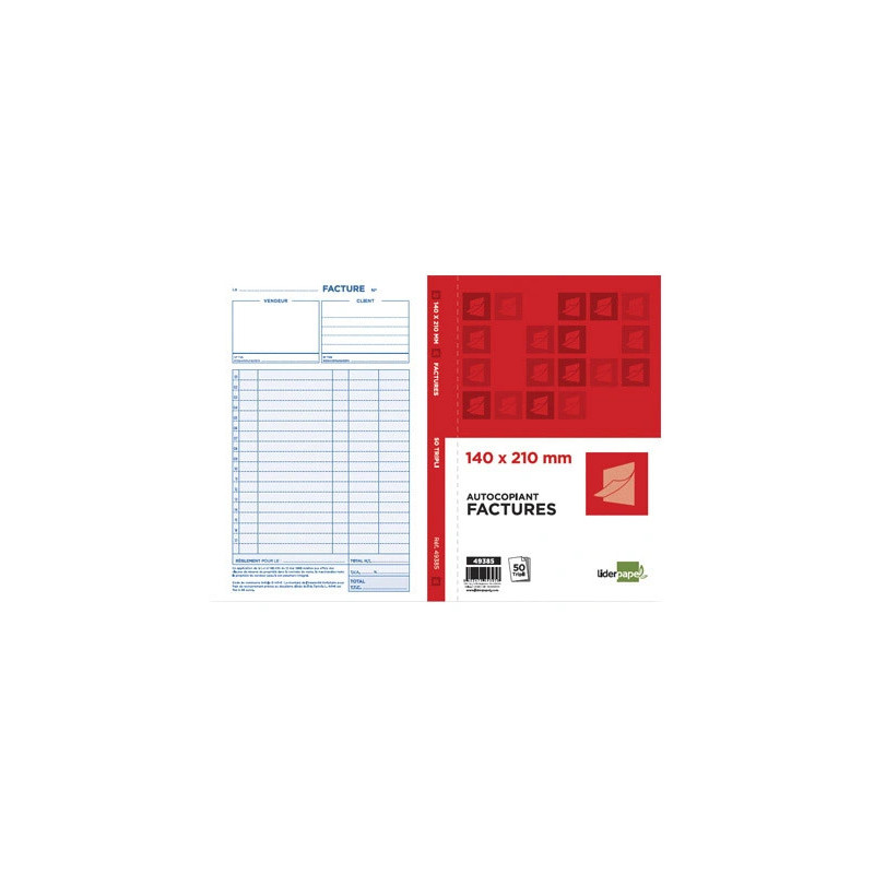 Manifold autocopiant liderpapel factures 140x210mm 50 triplis