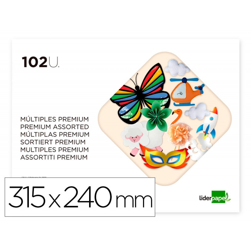 Papier créatif liderpapel premium a4+ 240x315mm assortiment divers papiers coloris assortis bloc 102 unités
