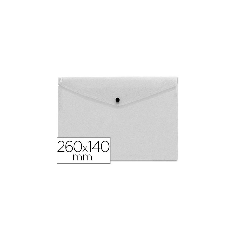Pochette enveloppe liderpapel polypropylène 180 microns 260x140mm 50f fermeture bouton résistant transparent