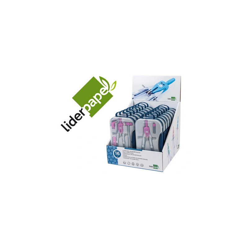 Compas liderpapel scolaire adaptateur présentoir 16u