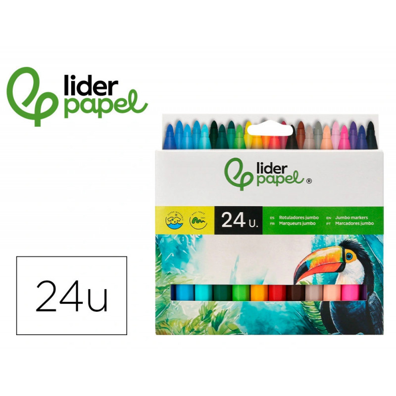 Feutre coloriage liderpapel jumbo longueur écriture 800m pointe nylon 5mm diamètre boîte carton 24 unités