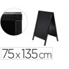 Tableau sol noir liderpapel bois hôtellerie chevalet double face marqueur type craie 75x135x52cm
