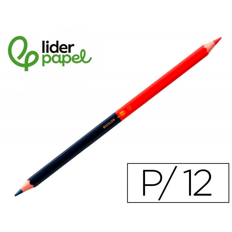 Crayon graphite liderpapel bicolore bleu/rouge mine moyenne ultra-résistante bois grande qualité