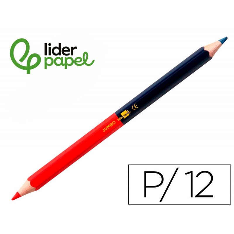 Crayon graphite liderpapel bicolore bleu/rouge mine large ultra-résistante bois grande qualité