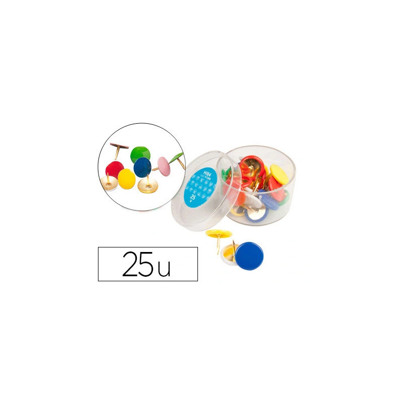 Punaise plastifiée coloris assortis boîte 25 unités