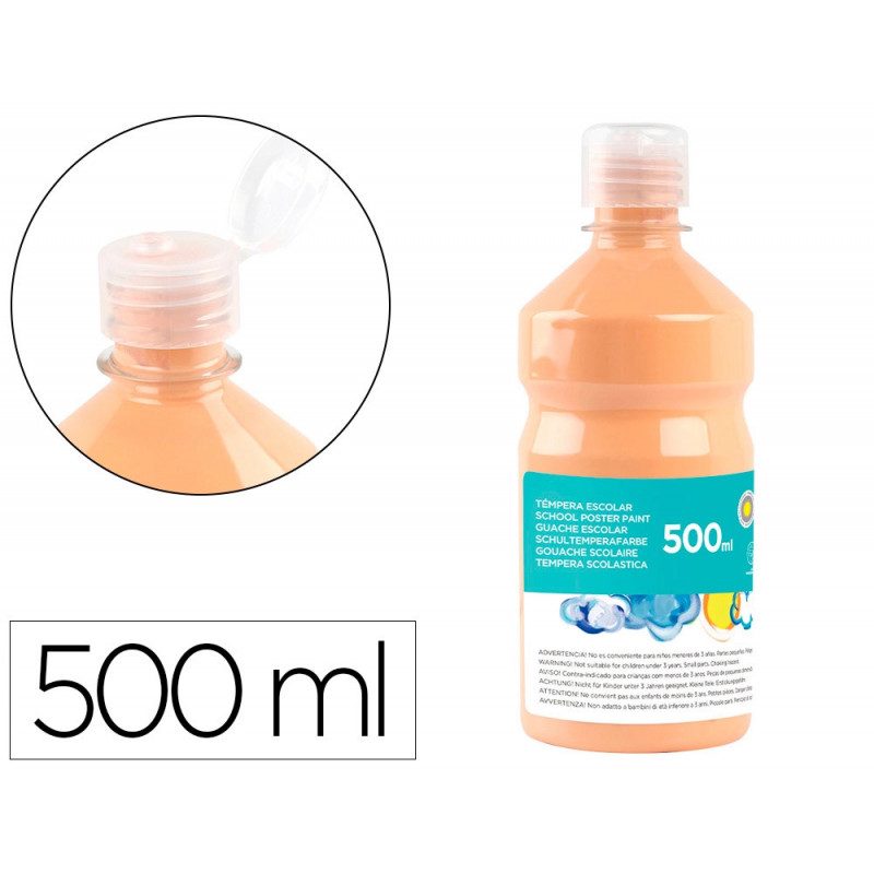 Gouache scolaire liderpapel liquide lavable fermeture sécurité brillante coloris chair flacon 500ml
