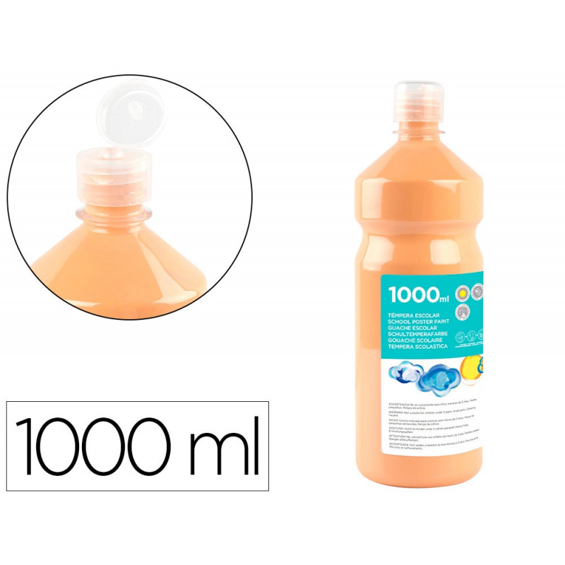 Gouache scolaire liderpapel liquide lavable fermeture sécurité brillante coloris chair flacon 1000ml