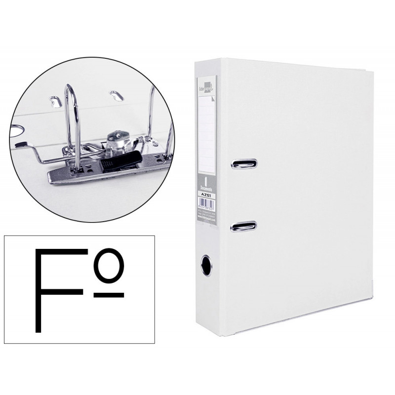 Classeur levier liderpapel documenta a4+ carton remborde dos 75mm rado metallique coloris blanc