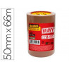 Ruban adhésif scotch heavy emballage 57 microns 50mmx66m coloris havane lot de 3u