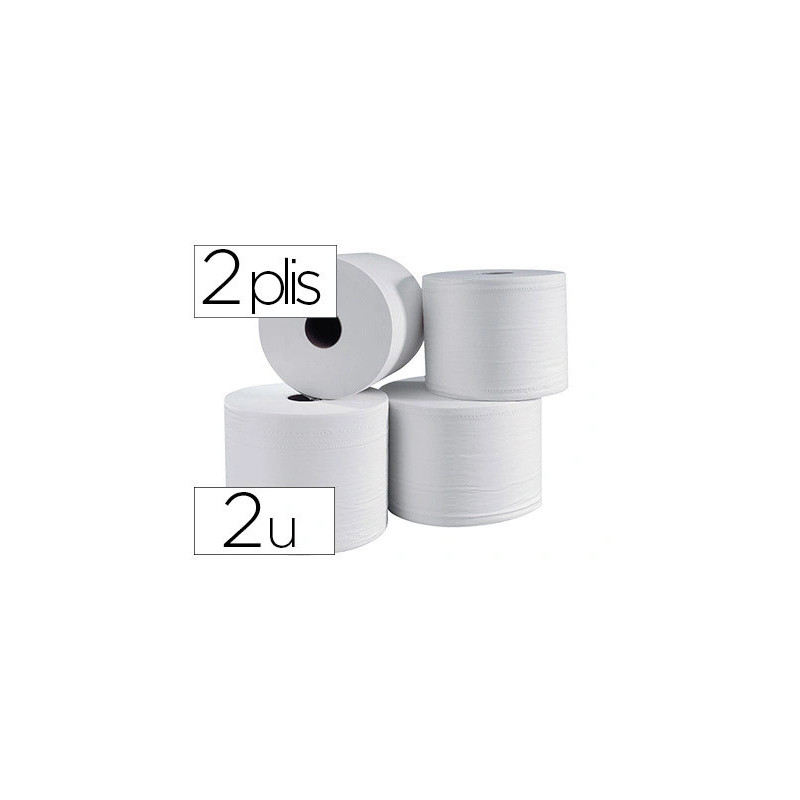 Essuie-mains coldis 2 plis 24x21cm ouate blanche écolabel contact alimentaire sans traitement chloré bobine lot de 2u