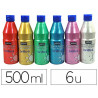 Gouache liquide pébéo brillo prête à l'emploi couleurs nacrées blanc rose rouge turquoise vert or lot 6 flacons 500ml