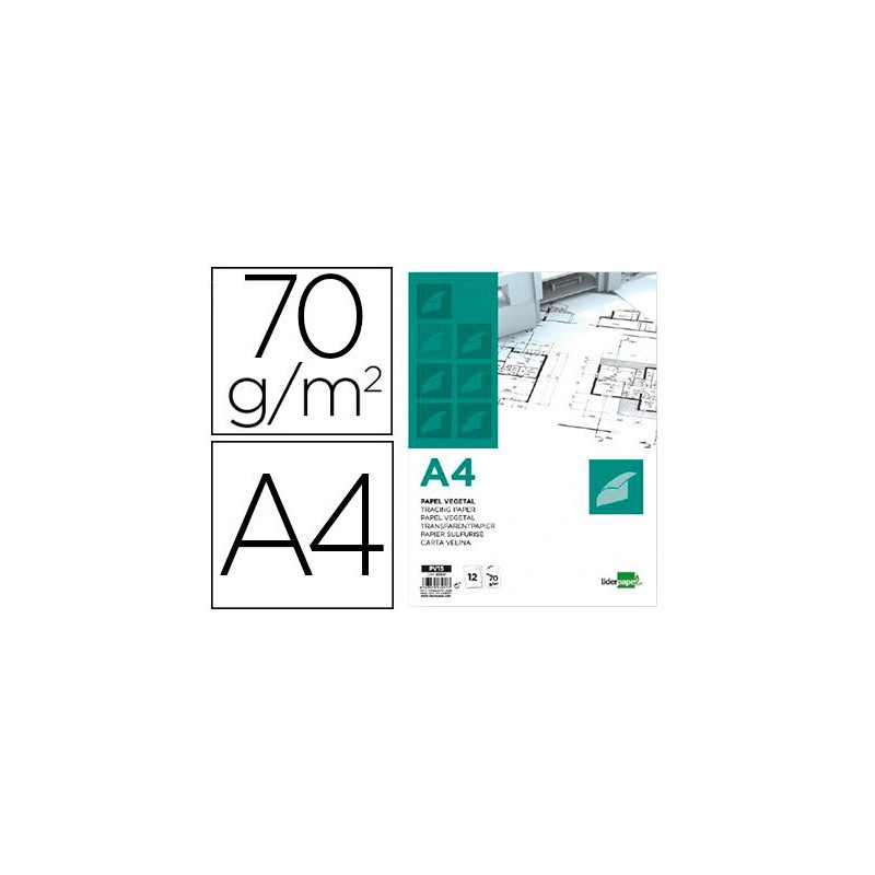 Papier calque liderpapel a4 210x297mm 70g sachet 12 feuilles