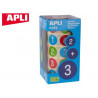 Gommette apli kids enlevable ronde 20mm 123 majuscules multicolores rouleau 900 unités
