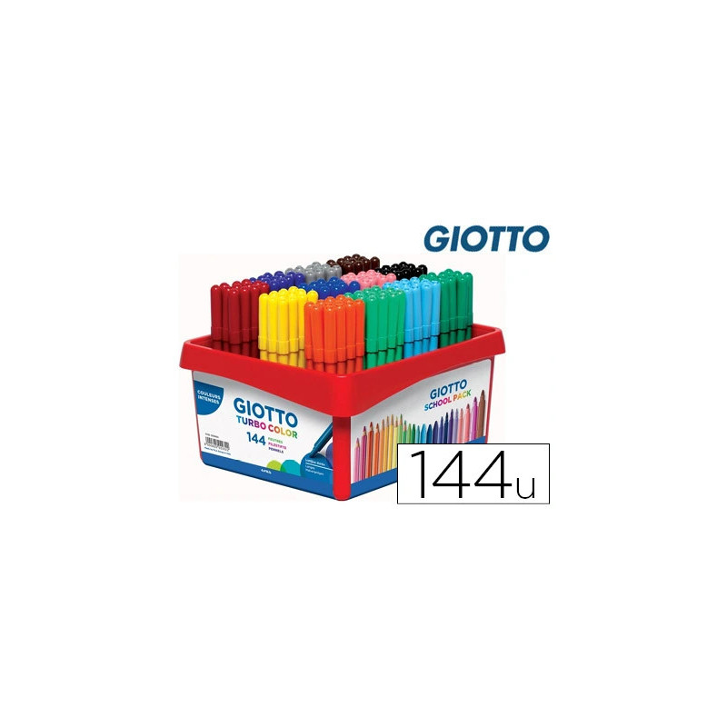 Feutre coloriage giotto turbo color ultra longue durée pointe bloquée polyester indéformable 12 coloris 144 unités