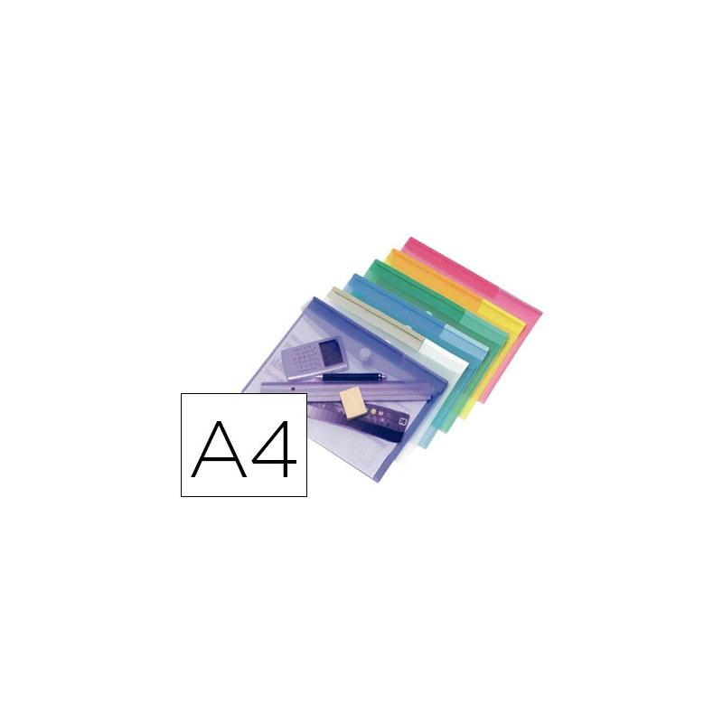Pochette enveloppe tarifold a4 polypropylène transparent coloris assortis sachet 12 unités