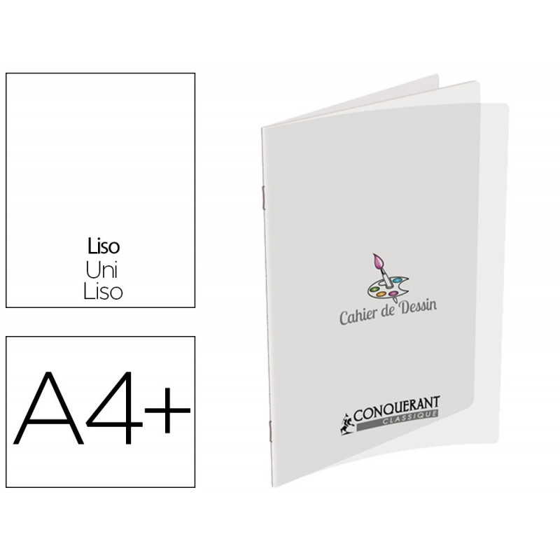 Cahier agrafé conquérant classique couverture polypropylène a4+ 24x32cm 96 pages 120g uni incolore