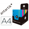 Classeur antartik 4 anneaux 25mm a4 carton rembordé feuillets mobiles quadrillage 5mm coloris assortis
