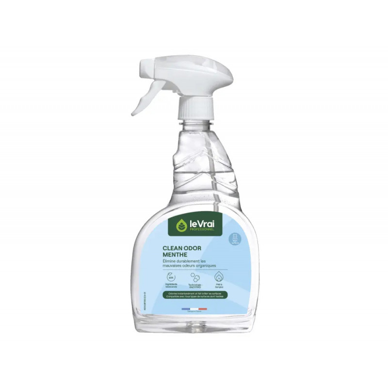 Desodorisant enzymatique cleanodor elimine mauvaises odeurs parfum menthe spray 750ml
