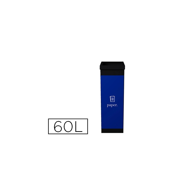 Corbeille paperflow tri sélectif papier 60l polystyrène choc haute résistance robuste coloris noir/bleu