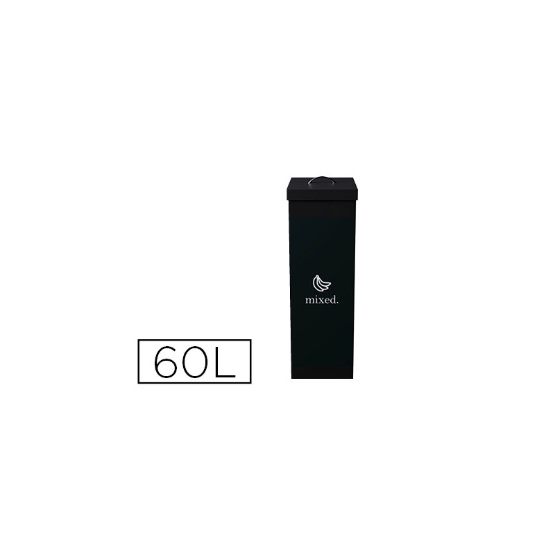 Corbeille paperflow tri sélectif déchets mixtes 60l polystyrène choc haute résistance robuste coloris noir