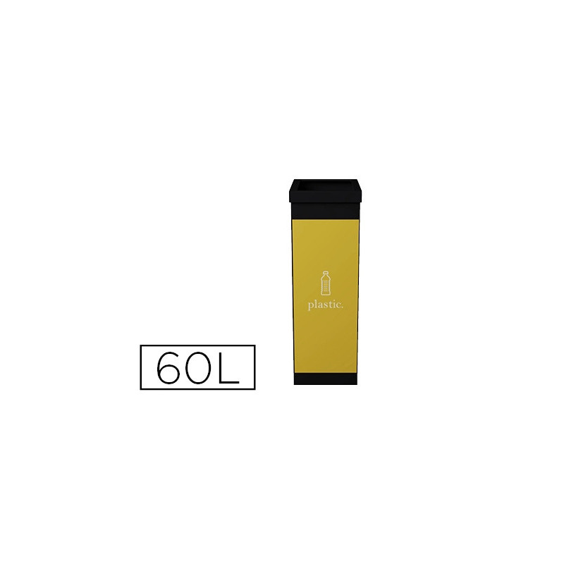 Corbeille paperflow tri sélectif plastique 60l polystyrène choc haute résistance robuste coloris noir/jaune