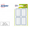 Étiquette scolaire avery lignes bleues adhésif permanent 36x56mm sachet 20 unités