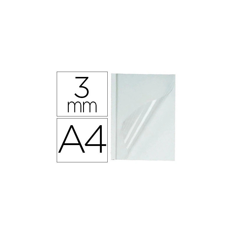 Couverture fellowes thermorelieur pré-encollée dessus pvc dessous carton blanc 9/32f épaisseur 3mm a4 boîte 100f