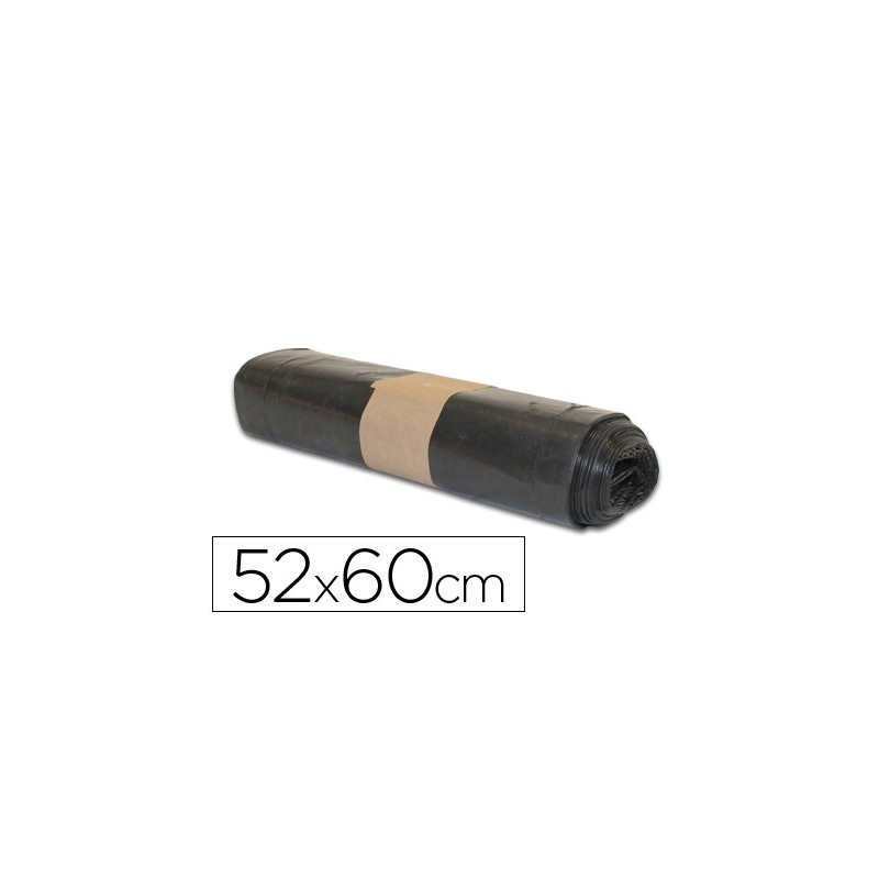 Sac poubelle domestique 52x60cm calibre 80 capacité 20l coloris noir rouleau 20 unités