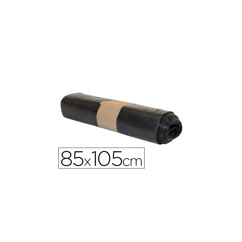 Sac poubelle industriel 85x105cm calibre 120 capacité 100l coloris noir rouleau 10 unités
