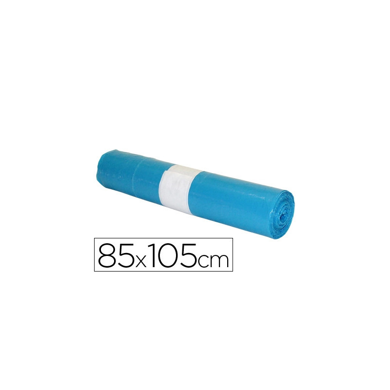 Sac poubelle industriel 85x105cm calibre 110 capacité 100l coloris bleu rouleau 10 unités