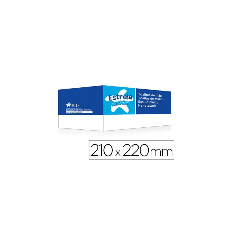 Essuie-mains amoos estrela 2 plis 21x22cm pack 20 paquets de 200 unités