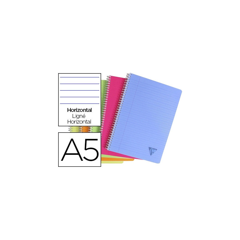 Cahier clairefontaine linicolor reliure intégrale assortiment fresh a5 14,8x21cm 180 pages 90g ligné