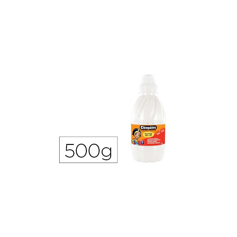 Colle vinylique cléopâtre blanche recharge tous types travaux maison bureau nettoyage facile sans solvant flacon 500gr
