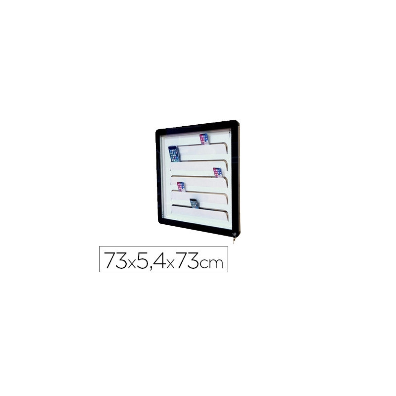 Vitrine planorga idocking structure aluminium vitre incassable 73x73x5,4cm