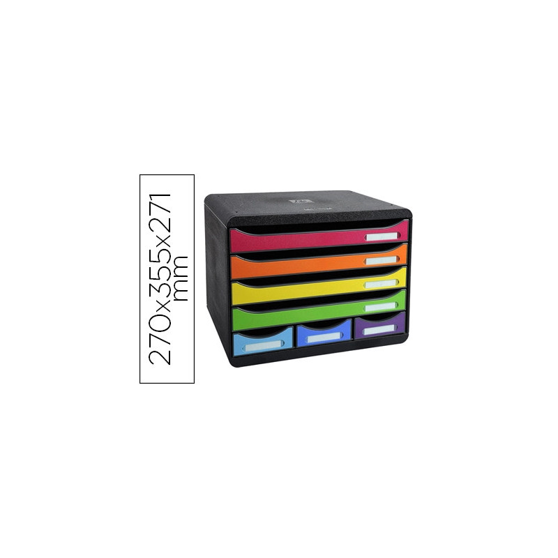 Module classement exacompta store-box maxi ecoblack 4+3 tiroirs 270x355x271mm coloris arlequin