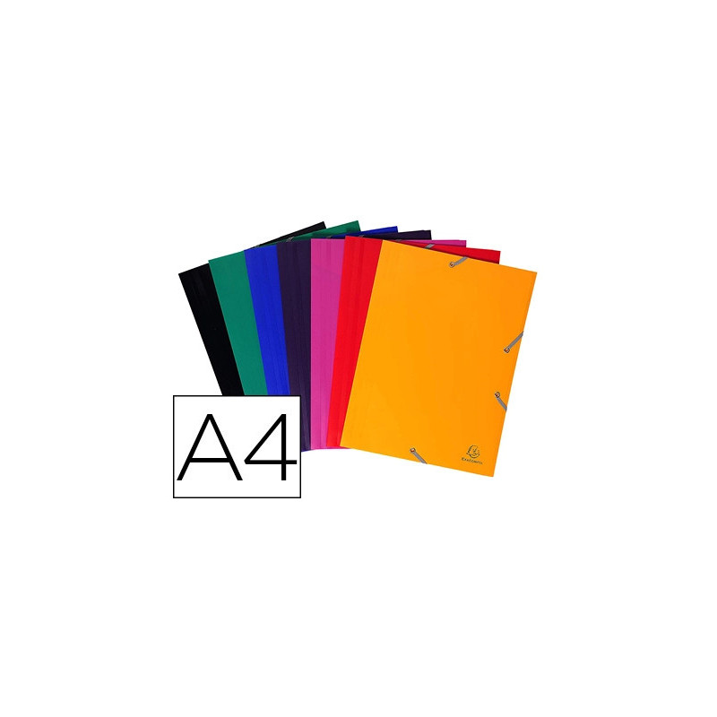 Chemise exacompta polypropylène 4/10e opaque éco 3 rabats élastiques a4+ 240x320mm coloris assortis