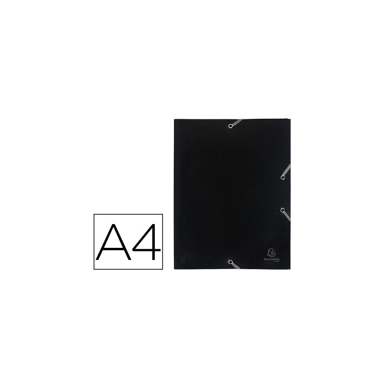 Chemise exacompta polypropylène 4/10e opaque éco 3 rabats élastiques a4+ 240x320mm coloris noir