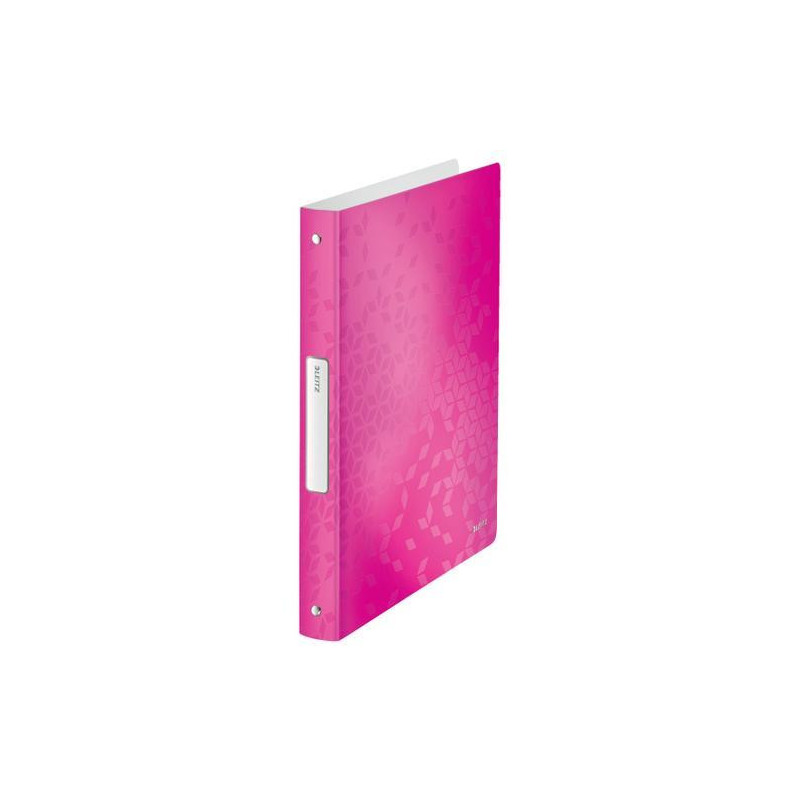 LEITZ Classeur 4 anneaux Ø25 WOW en polypropylène. Dos 30mm, coloris Rose.