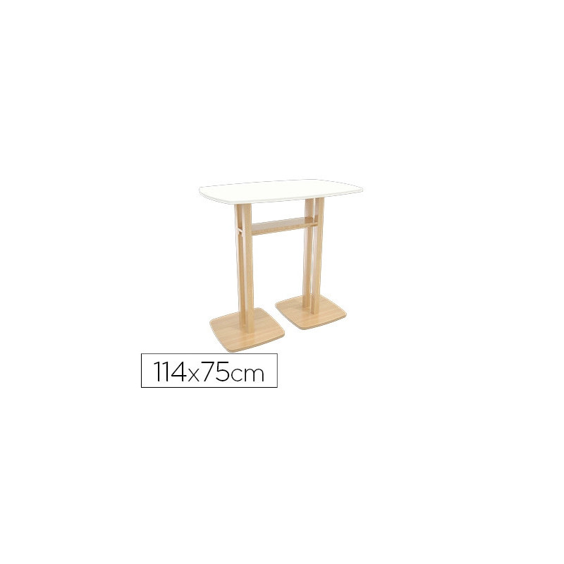 Table de réunion debout paperflow 114x75cm coloris pied sapin plateau blanc