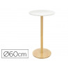 Guéridon paperflow diamètre 60cm hauteur 110cm coloris pied sapin plateau blanc
