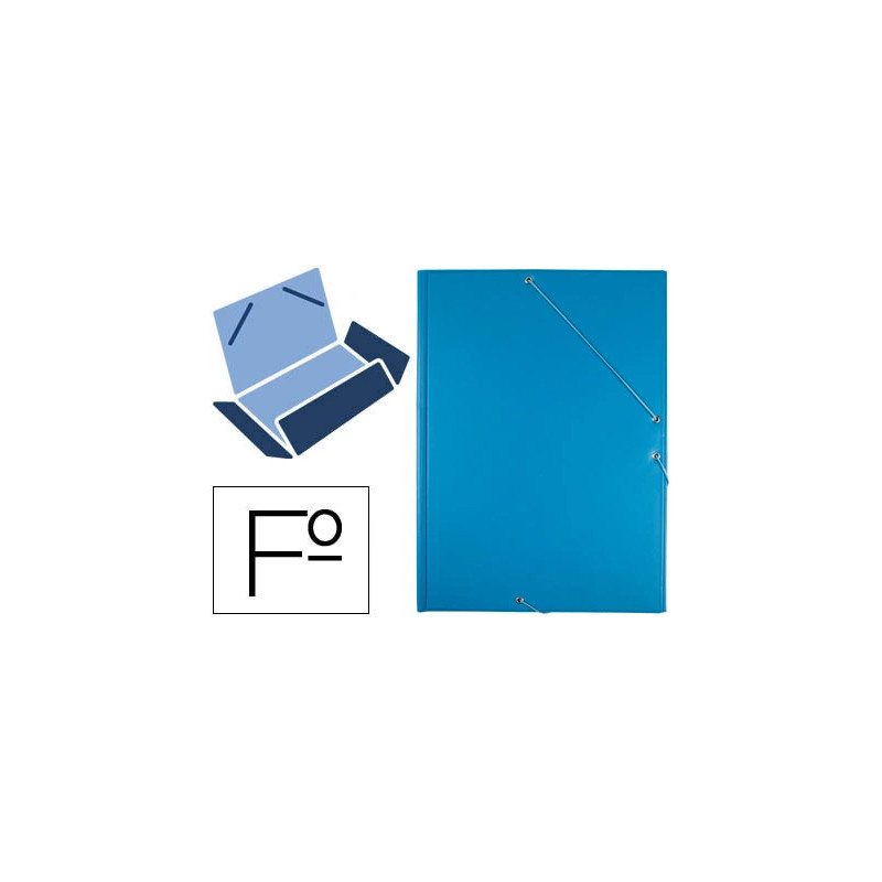 Chemise liderpapel carton rembordé dos flexible a4+ 320x240mm 3 rabats élastique coloris bleu ciel