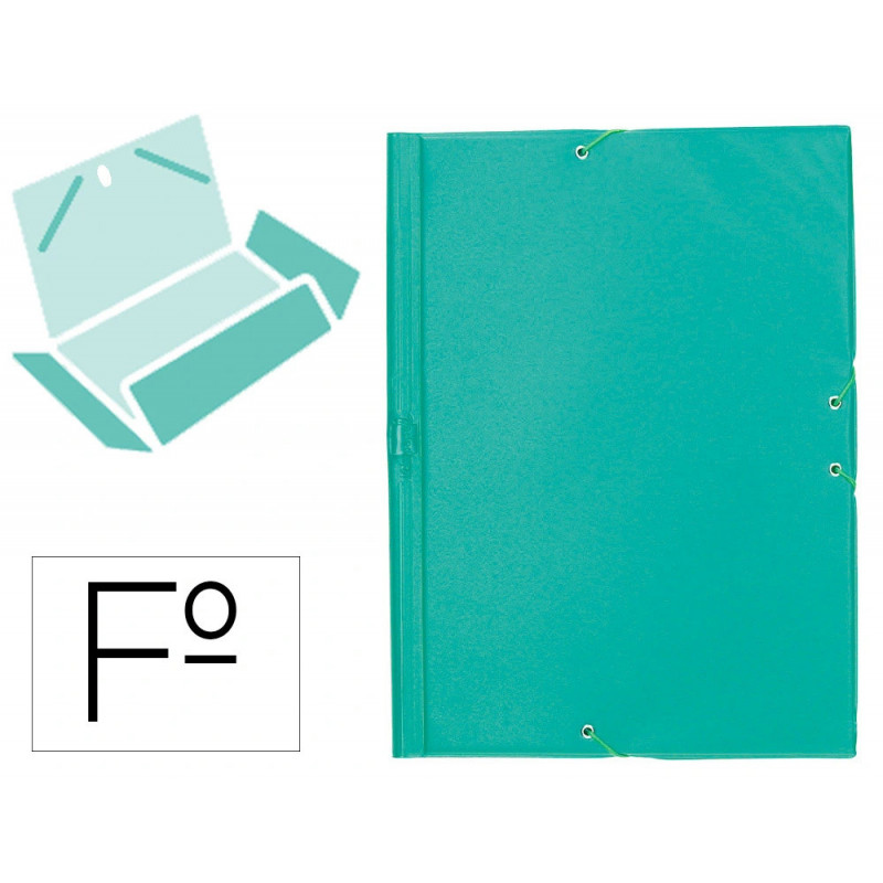 Chemise liderpapel carton rembordé dos flexible a4+ 320x240mm 3 rabats élastique coloris vert pistache
